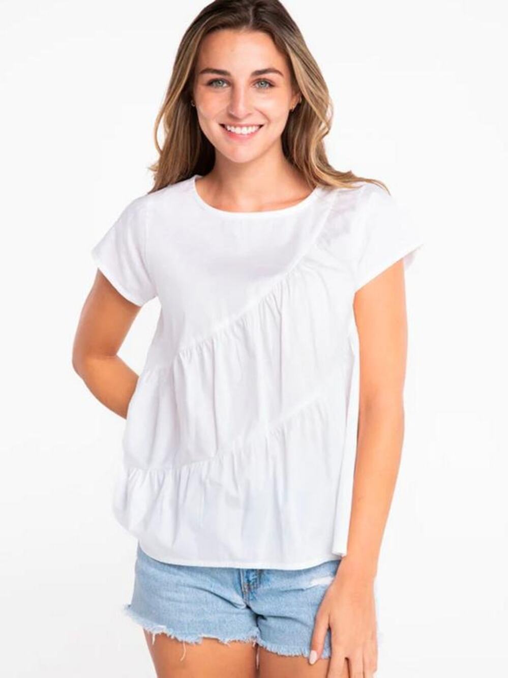 S'Edge Paige Short Sleeve Cotton Top White S NEW Minimalist Softgirl Basics